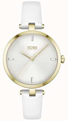 BOSS | majesteit | vrouwen | witte leren band | witte wijzerplaat | 1502588