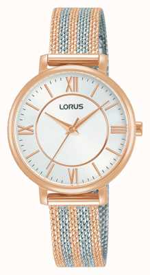 Lorus Dames | witte wijzerplaat | tweekleurige mesh armband RG216TX9