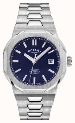Rotary | heren | regent | automatisch | blauwe wijzerplaat | roestvrijstalen armband GB05410/05