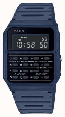 Casio Retro rekenmachine horloge | blauwe kunststof band | zwarte wijzerplaat CA-53WF-2BEF