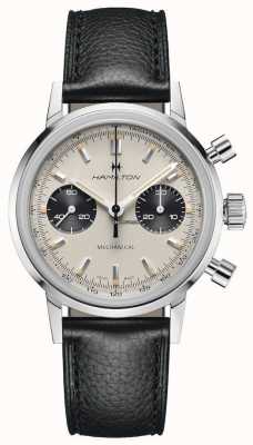 Hamilton Intramatic - mechanische chronograaf | zwarte leren band | witte wijzerplaat H38429710