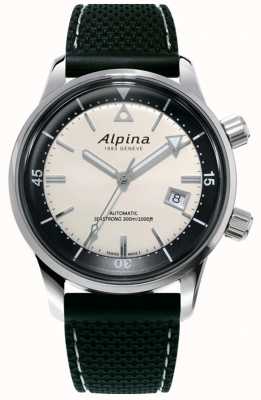 Alpina Heritage Seastrong Diver voor heren | zwarte siliconen band | witte wijzerplaat AL-525S4H6