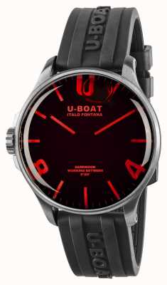U-Boat Darkmoon 44mm rood glas | roestvrij staal | zwarte rubberen band 8465/A