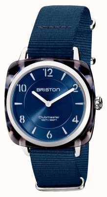 Briston Clubman chic | zilveren 36 mm marineblauwe wijzerplaat | marineblauwe nato-band 21536.SA.UB.33.NMB