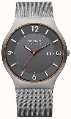 Bering Zonne | heren | grijze stalen mesh armband 14440-073-A