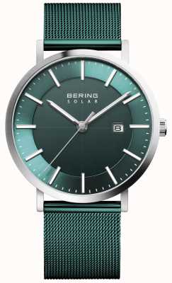 Bering Herenhorloge met groene wijzerplaat op zonne-energie 15439-808