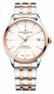 Baume & Mercier Clifton baumatic chronometer (40 mm) blanco cassé wijzerplaat / tweekleurige roestvrijstalen armband M0A10458