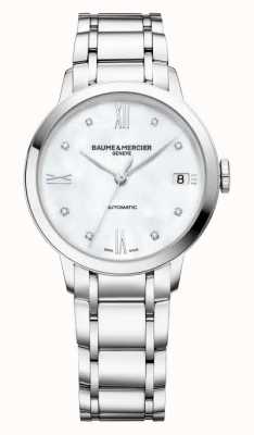 Baume & Mercier Classima diamanten automatische (34 mm) parelmoer wijzerplaat / roestvrijstalen armband M0A10496