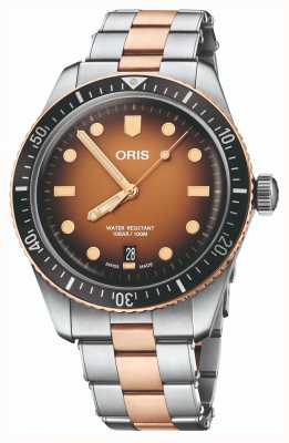 ORIS Divers vijfenzestig automatische (40 mm) bruine wijzerplaat / bronzen en roestvrijstalen armband 01 733 7707 4356-07 8 20 17