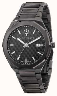 Maserati Heren stile 3h data zwart verguld horloge R8853142001