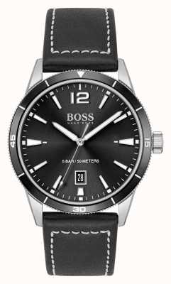 BOSS Set van zwart leren horloge en armband 1570124