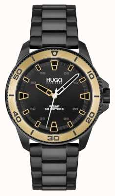 HUGO # streetdiver casual | zwarte wijzerplaat | zwarte pvd stalen armband 1530225
