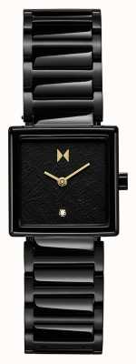 MVMT Frost vierkante kast zwart vergulde stalen armband 28000145-D