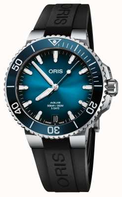 ORIS Aquis datumkaliber 400 automatisch (41,5 mm) blauwe wijzerplaat / zwarte rubberen band 01 400 7769 4135-07 4 22 74FC