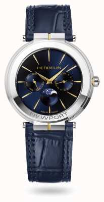 Herbelin Newport slanke maanfase (41,5 mm) blauwe wijzerplaat / blauw leer 12722T15BL