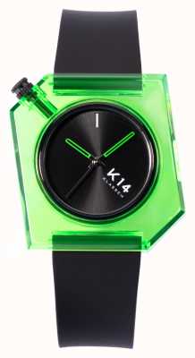 Klasse14 K14 groene avo 40 mm zwarte siliconen band WKF19GN001M