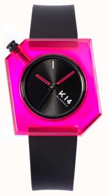 Klasse14 K14 roze pop 40 mm zwarte siliconen band WKF19PK001M