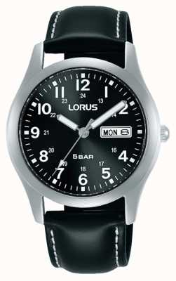 Lorus Klassiek 38 mm quartz horloge zwarte wijzerplaat leren band RXN79DX9