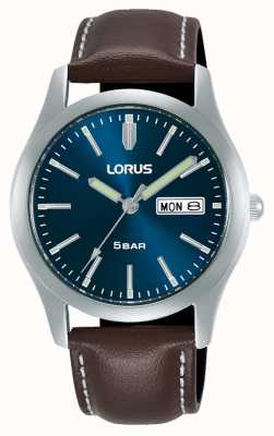 Lorus Klassiek 38 mm quartz horloge blauwe wijzerplaat leren band RXN81DX9