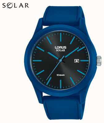 Lorus 42 mm zonnehorloge blauwe siliconen band RX305AX9