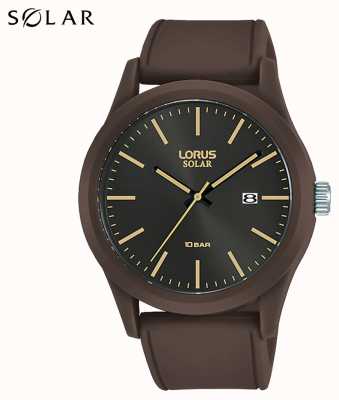 Lorus Sport 42 mm donkerbruine siliconen band RX307AX9