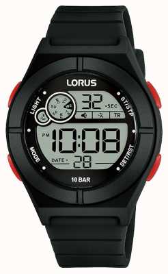 Lorus Dames digitaal horloge zwarte siliconen band R2363NX9