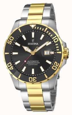 Festina Heren | zwarte wijzerplaat | tweekleurige armband | automatisch horloge F20532/2