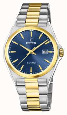 Festina Heren | blauwe wijzerplaat | tweekleurige armband F20554/4