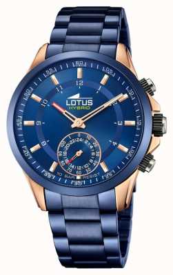 Lotus Verbonden herenhorloge | blauw en rosé goud | blauwe roestvrijstalen armband L18809/1