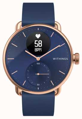 Withings Scanwatch 38mm roségouden blauwe wijzerplaat hybride smartwatch met ecg HWA09-MODEL 6-ALL-INT