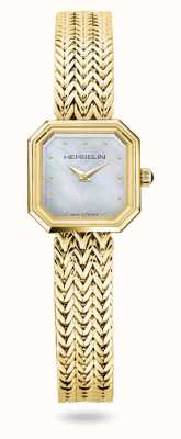 Michel Herbelin Dames octogone witte parelmoer wijzerplaat vergulde armband 17436/BP19
