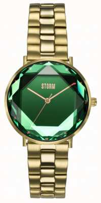 STORM Elexi lazer groene wijzerplaat gouden roestvrijstalen armband 47504/GD/GR