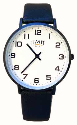 Limit Klassieke witte wijzerplaat / zwart leren horloge 5800.01