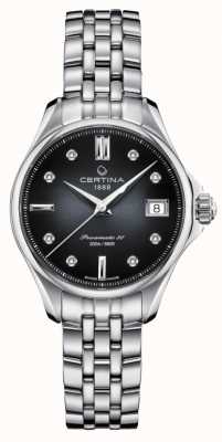 Certina Ds action lady zwarte diamanten wijzerplaat roestvrij stalen horloge C0322071105600
