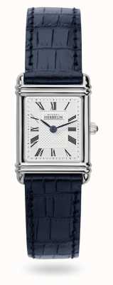 Herbelin Art deco blauw lederen band horloge 17478AP08BL