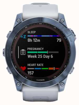 Garmin Fenix 7x saffier zonne-energie | mineraalblauw dlc titanium | whitestone siliconen band 010-02541-15
