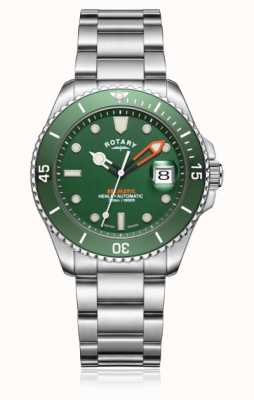 Rotary Henley Seamatic automatisch horloge met groene wijzerplaat voor heren GB05430/24