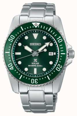 Seiko Prospex compact solar 38 mm horloge met groene wijzerplaat SNE583P1