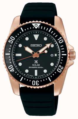 Seiko Prospex compact solar 38,5 mm roségouden horloge met zwarte wijzerplaat SNE586P1