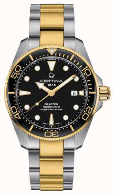 Certina Ds action diver 43 mm powermatic 80 zwartkleurige toonarmband C0326072205100