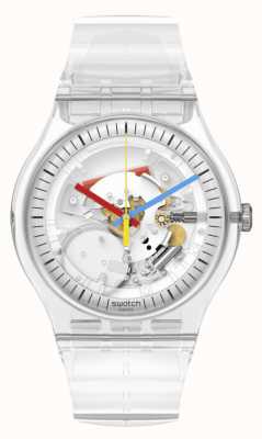 Swatch Cleary nieuwe heren transparante siliconen band SO29K100-S06