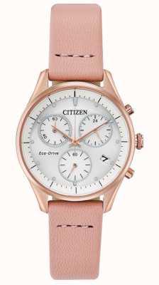 Citizen Silhouet chronograaf | witte wijzerplaat | roze band FB1443-08A