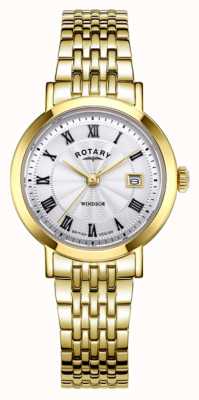 Rotary Dames windsor gouden pvd roestvrijstalen horloge LB05423/01