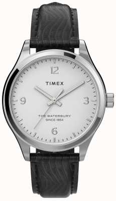 Timex Zilverkleurige waterbury-kast voor dames en zwarte band TW2U97700