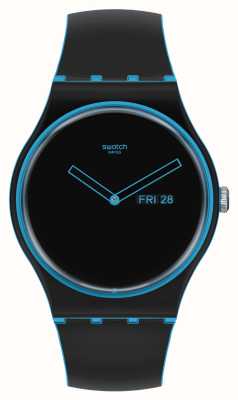 Swatch Minimale lijn blauw zwart en blauw horloge SO29S701