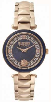 Versus Versace Coventtuin voor vrouwen | blauwe wijzerplaat | rosé goudkleurig horloge VSPCD2717