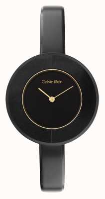 Calvin Klein Dames zwarte wijzerplaat | zwart roestvrij stalen armband horloge 25200024