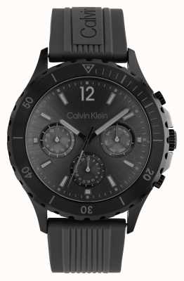 Calvin Klein Heren chronograaf blackout horloge zwarte siliconen band 25200118