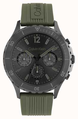 Calvin Klein Heren chronograaf horloge groene siliconen band 25200119