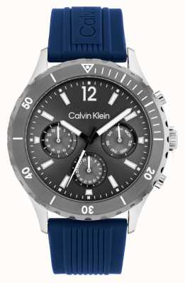Calvin Klein Heren chronograaf horloge blauwe siliconen band 25200120